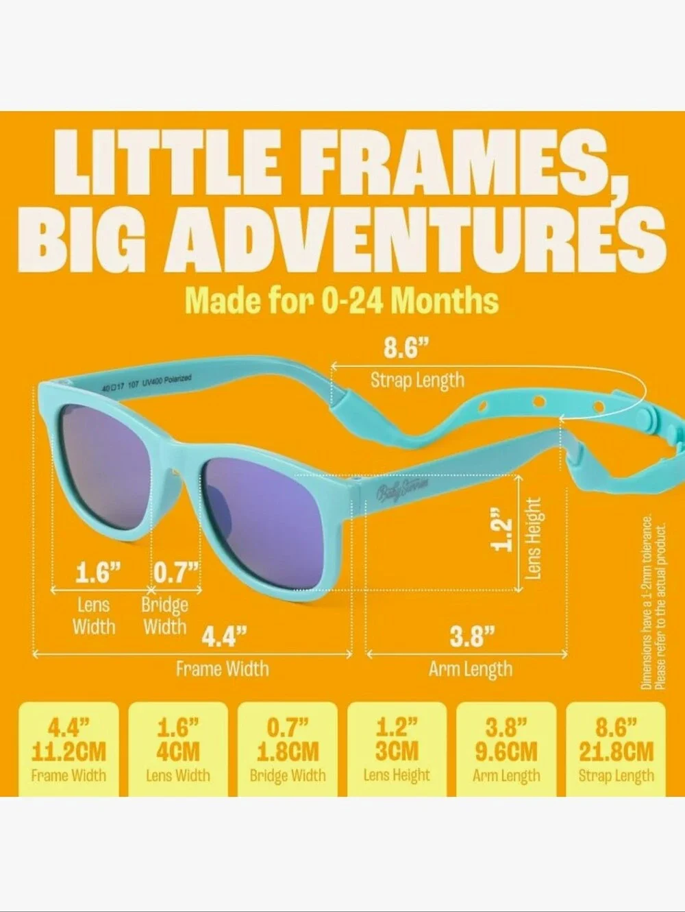 Sunnies Baby Polarized Sunglasses With Strap Sky Blue 0-24 Months